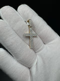 1.5" 10k Yellow Gold 1ctw Natural Diamond Square Cross Large Stones 5mm Bail 3.2g
