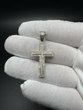 1.75" 10k Yellow Gold 3/4ctw Natural Diamond Square Cross 6mm Bail 3.5g