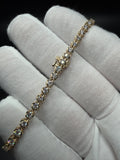 7" 14k Yellow Gold 3.2ctw E-F VS-VVS Lab Diamond Tennis Bracelet 4mm 5.6g