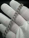 8" 14ctw Moissanite Silver Cuban 8mm 30.5g