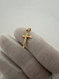 1" 14k Yellow Gold Round Cross 4mm Bail .71g