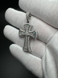 2" 2ctw Moissanite Silver Gothic Cross Pendant 6mm Bail 7.0g