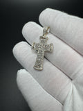 1.75" 10k Yellow Gold 3/4ctw Natural Diamond Greek Key Cross 5.2mm Bail 3.0g