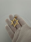2" 14k Yellow Gold Star Of David Diamond Cut 7mm Bail 3.8g
