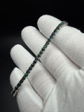 7.5" Silver Black Opal Tennis Bracelet 3mm 11.3g