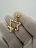 1.75" 14k Yellow Gold Diamond Cut Star Of David 7.3mm Bail 2.93g