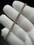 7" 14k Yellow Gold 3.2ctw E-F VS-VVS Lab Diamond Tennis Bracelet 4mm 5.6g