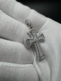 2" 2ctw Moissanite Silver Gothic Cross Pendant 6mm Bail 7.0g