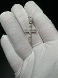 1.5" 10k Yellow Gold 1ctw Natural Diamond Square Cross Large Stones 5mm Bail 3.2g