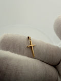 3/4" 14k Yellow Gold 3D Square Cross 2mm Bail .6g