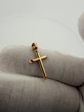 1" 14k Yellow Gold Round Cross 4mm Bail .71g
