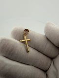 1" 14k Yellow Gold Round Cross 4mm Bail .7g
