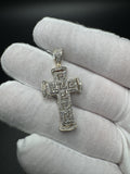 1.75" 10k Yellow Gold 3/4ctw Natural Diamond Greek Key Cross 5.2mm Bail 3.0g
