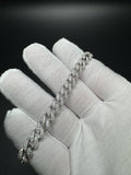 8" 14ctw Moissanite Silver Cuban 8mm 30.5g