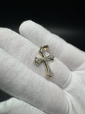 1.25" 10k Yellow Gold 1/3ctw Natural Diamond Gothic Cross 3.5mm Bail 1.5g