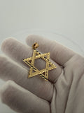 2" 14k Yellow Gold Star Of David Diamond Cut 7mm Bail 3.8g