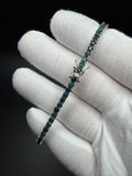 7.5" Silver Black Opal Tennis Bracelet 3mm 11.3g