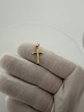 1" 14k Yellow Gold Round Cross 4mm Bail .71g