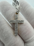 1.5" 10k Yellow Gold 1ctw Natural Diamond Square Cross Large Stones 5mm Bail 3.2g