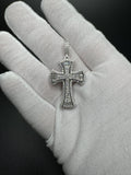 2" 2ctw Moissanite Silver Gothic Cross Pendant 6mm Bail 7.0g