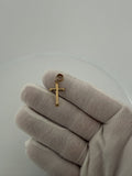 1" 14k Yellow Gold Round Cross 4mm Bail .7g