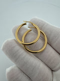 30mm x 3mm 18k Yellow Gold Hoops 2.55g