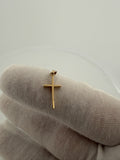 3/4" 14k Yellow Gold 3D Square Cross 2mm Bail .6g