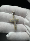 1.75" 10k Yellow Gold 3/4ctw Natural Diamond Square Cross 6mm Bail 3.5g