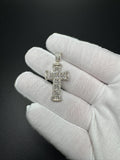 1.75" 10k Yellow Gold 3/4ctw Natural Diamond Greek Key Cross 5.2mm Bail 3.0g