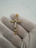 2" 14k Yellow Gold Latin Crucifix Two-Tone 5mm Bail 3.34g