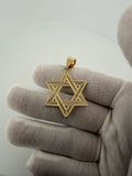 1.75" 14k Yellow Gold Star Of David 7mm Bail 4.8g