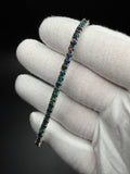 7.5" Silver Black Opal Tennis Bracelet 3mm 11.3g