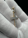 1.5" 10k Yellow Gold 1ctw Natural Diamond Square Cross Large Stones 5mm Bail 3.2g