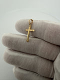 1" 14k Yellow Gold Round Cross 4mm Bail .71g