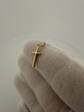 3/4" 14k Yellow Gold 3D Square Cross 2mm Bail .6g