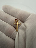 1" 14k Yellow Gold Round Cross 4mm Bail .7g