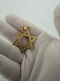 2" 14k Yellow Gold Star Of David Diamond Cut 7mm Bail 3.8g