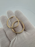 30mm x 2mm 18k Yellow Gold Hoops 2.5g