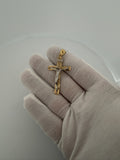 2" 14k Yellow Gold Latin Crucifix Two-Tone 5mm Bail 3.34g