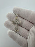 1.75" 10k Yellow Gold 3/4ctw Natural Diamond Greek Key Cross 5.2mm Bail 3.0g