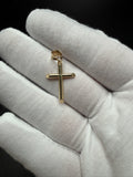 1.25" 14k Yellow Gold Round Cross 5.5mm Bail .84g