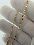 20" 14k Yellow Gold Diamond Cut Moon Bead Chain 2mm 6.53g