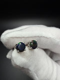 5mm Silver Black Opal Studs 1.4g