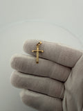 1" 14k Yellow Gold Round Cross 4mm Bail .71g