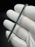 7.5" Silver Black Opal Tennis Bracelet 3mm 11.3g