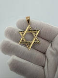 2" 14k Yellow Gold Star Of David Diamond Cut 7mm Bail 3.8g