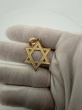 1.75" 14k Yellow Gold Diamond Cut Star Of David 7.3mm Bail 2.93g