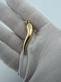 2" 14k Yellow Gold Italian Horn 4.5mm Bail 1.9g