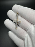1.5" 10k Yellow Gold 1ctw Natural Diamond Square Cross Large Stones 5mm Bail 3.2g
