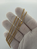 20" 14k Yellow Gold Diamond Cut Moon Bead Chain 2mm 6.53g